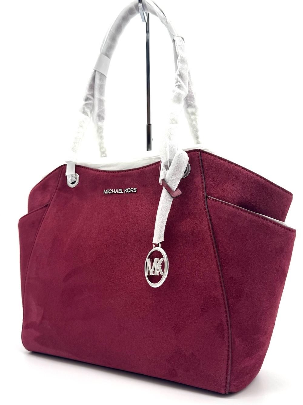 Michael Kors Jet Set Large Signature Logo Shoulder Bag - Maroon
